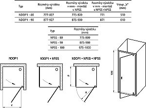 Душевая дверь Ravak Nexty NDOP1-80 стекло прозрачное/профиль сатин купить в интернет-магазине Sanbest
