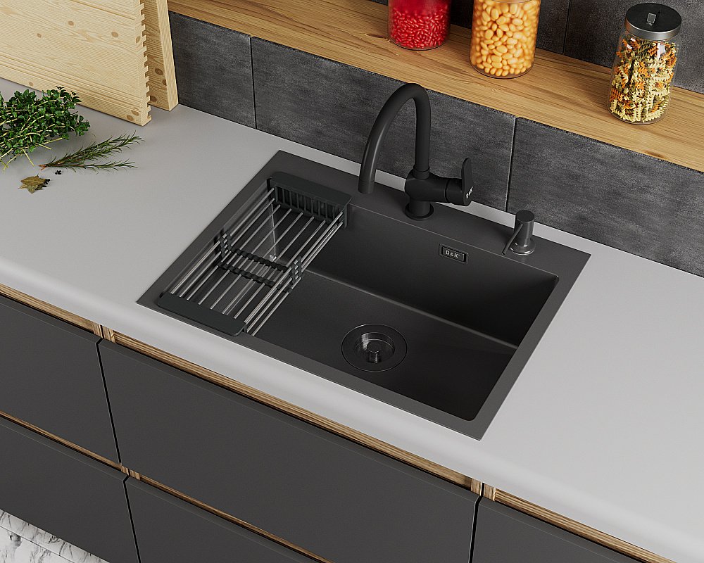 Кухонная мойка D&K 60х45 DKS604506 графит купить в интернет-магазине сантехники Sanbest