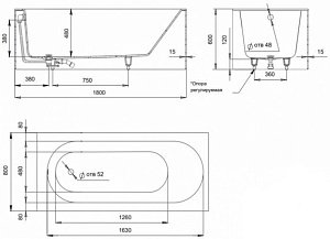 Ванна Salini FABIA 102612G 180x80 глянцевая купить в интернет-магазине Sanbest