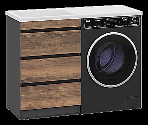 Тумба с раковиной Misty Коломбо - 60 П-Кол06060-0113Я (Раковина Гавана 120) темное дерево/серый для ванной в интернет-магазине Sanbest