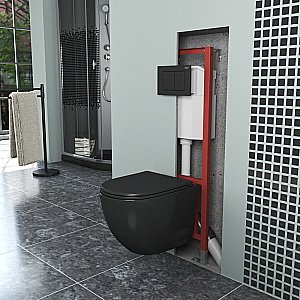 Инсталляция для унитаза D&K DI8540116 кнопка черная матовая купить в интернет-магазине сантехники Sanbest