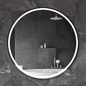 Зеркало с LED подстветкой Cezares CADRO CZR-SPC-LED-TCH-WARM 70x70 черный в ванную от интернет-магазине сантехники Sanbest