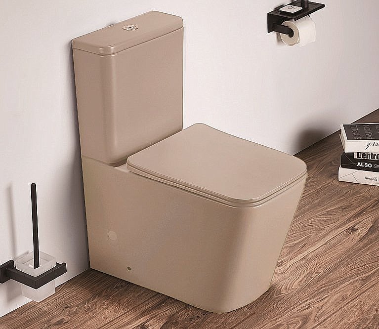 Унитаз напольный CeramaLux 2170AXMC капучино матовый, безободковый, с бачком, с крышкой микролифт купить в интернет-магазине Sanbest