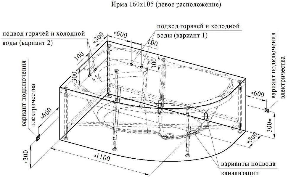 Ванна акриловая Vannesa Ирма 2-78-0-9-229 160х105 купить в интернет-магазине Sanbest