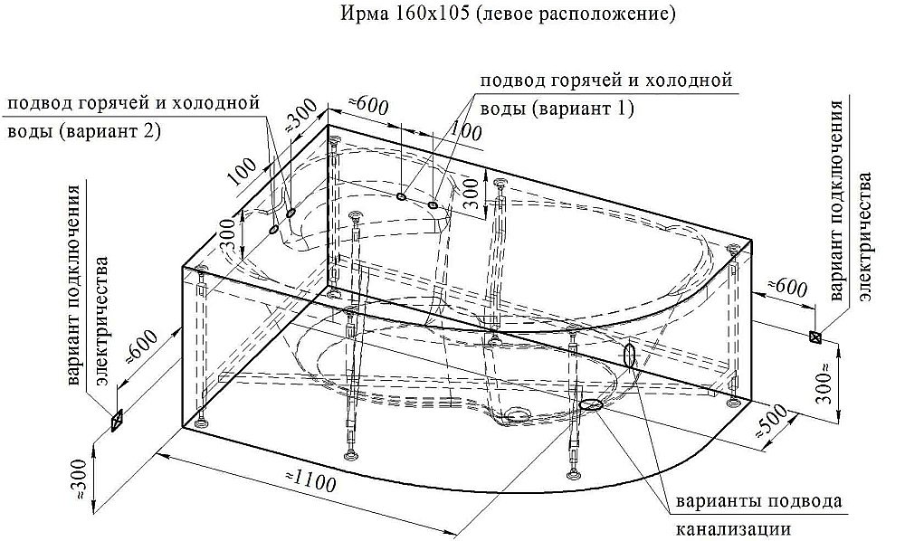 Ванна акриловая Vannesa Ирма 2-78-0-9-229 160х105 купить в интернет-магазине Sanbest