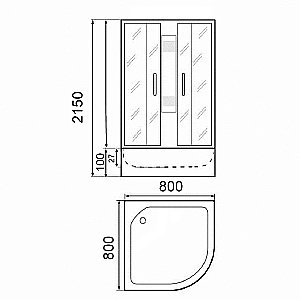 Душевая кабина Parly F811B, профиль черный, стекло матовое, 80x80 см купить в интернет-магазине Sanbest