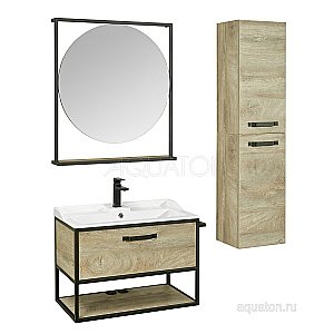 Тумба с раковиной Акватон Лофт Фабрик/Фабиа 80 дуб эндгрейн для ванной в интернет-магазине Sanbest