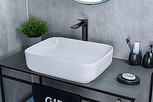 Раковина накладная Gid Geometrico 50 D1304 51197 белая купить в интернет-магазине Sanbest