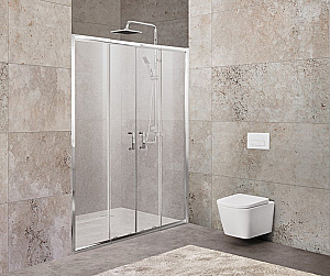 Душевая дверь BELBAGNO UNIQUE-BF-2-150/180-P-Cr стекло рифленое/профиль хром купить в интернет-магазине Sanbest