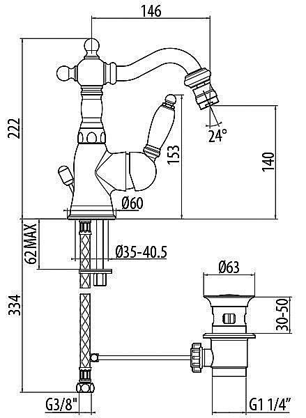Смеситель для биде Gattoni Orta 2751/27V0 OLD бронза купить в интернет-магазине сантехники Sanbest