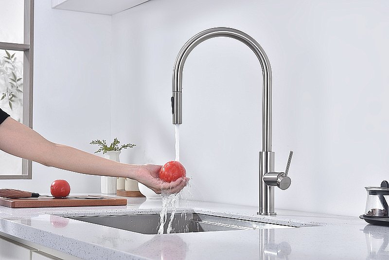 Смеситель для кухни Paulmark Senso Se215180-BS брашированная сталь купить в интернет-магазине сантехники Sanbest