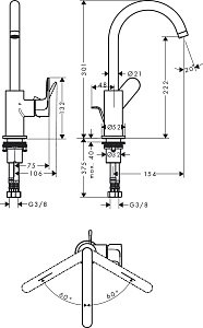 Смеситель для раковины Hansgrohe Rebris S 72536670 купить в интернет-магазине сантехники Sanbest