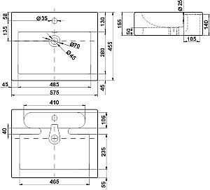 Раковина Melana 7005A 7005A-805 белая купить в интернет-магазине Sanbest