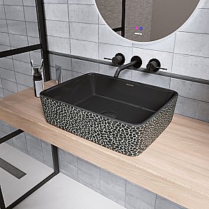 Раковина накладная Grossman Color GR-3016BBL текстура кожи крокодила купить в интернет-магазине Sanbest