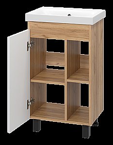 Тумба с раковиной Misty Крафт - 50 П-Кра-07050-011 белый/светлое дерево для ванной в интернет-магазине Sanbest