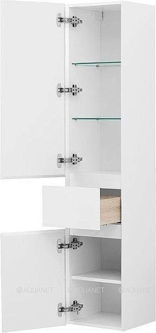 Шкаф-пенал Aquanet Йорк 209143 35 белый глянец для ванной в интернет-магазине сантехники Sanbest