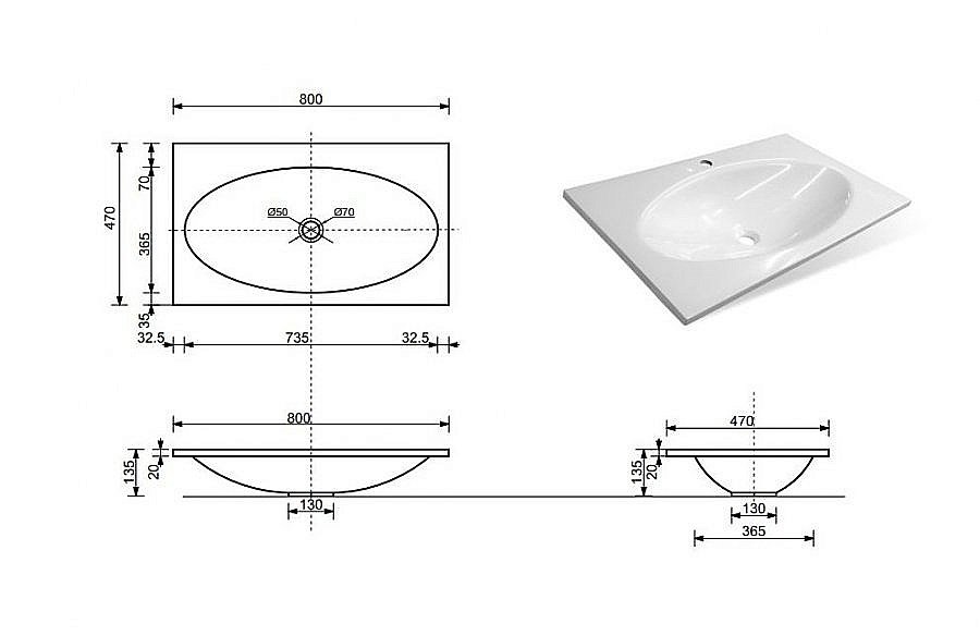 Раковина Эстет Мальта Люкс 80 ФР-00006323 белая купить в интернет-магазине Sanbest