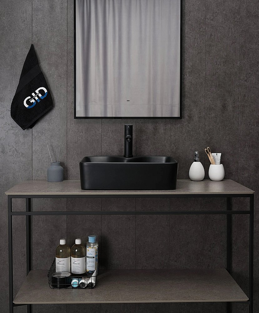 Раковина накладная Gid Geometrico 48 Bm9091 53373 черная матовая купить в интернет-магазине Sanbest