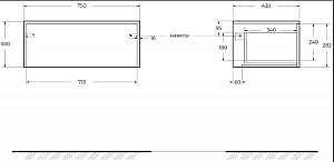 Консоль подвесная Cezares TAVOLONE 41784+50179+41789 60 белый для ванной в интернет-магазине сантехники Sanbest
