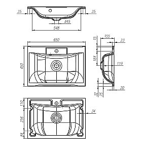 Тумба с раковиной Belbagno MARINO 65 подвесная Bianco Lucido для ванной в интернет-магазине Sanbest
