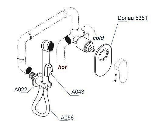 Гигиенический душ WasserKRAFT Donau A11056 купить в интернет-магазине сантехники Sanbest