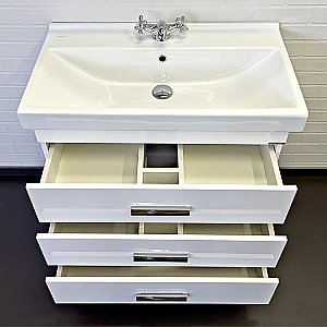 Тумба с раковиной Comforty Никосия 00-00011162 80 белый глянец для ванной в интернет-магазине Sanbest