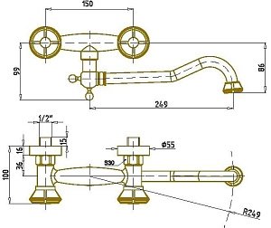 Душевая колонна Bronze de Luxe Royal 10121DF/1 купить в интернет-магазине сантехники Sanbest