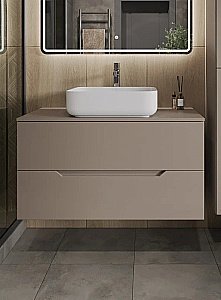 Тумба с раковиной Orange Line 100 Li-100TuLMDF+B05-500W латте/белый для ванной в интернет-магазине Sanbest