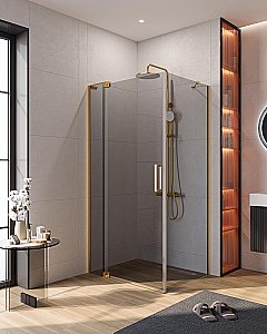 Душевой уголок Cezares Slider 90x110 AH-1-90-100/110-GRIGIO-BORO стекло серое/профиль золото брашированное купить в интернет-магазине Sanbest