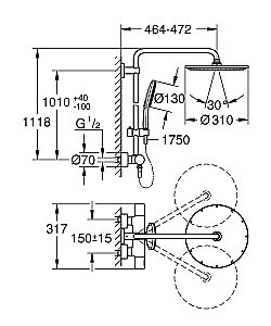 Душевая система Grohe Rainshower System 27966001 купить в интернет-магазине сантехники Sanbest