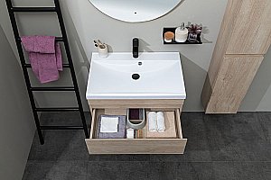 Тумба с раковиной Aquanet Нота New 334198 75 дуб светлый для ванной в интернет-магазине Sanbest