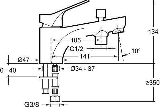 Смеситель для ванны Jacob Delafon E75769-CP купить в интернет-магазине сантехники Sanbest