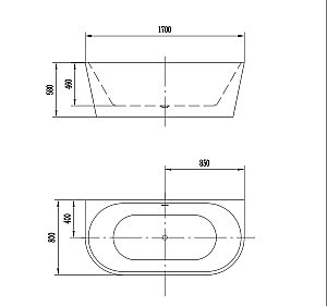 Ванна акриловая пристенная Art&Max 170x80 белая купить в интернет-магазине Sanbest