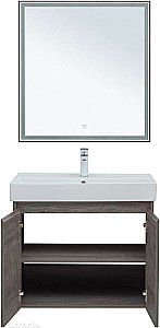 Тумба с раковиной Aquanet Nova Lite 75 с зеркалом, 2 дверцы дуб рошелье для ванной в интернет-магазине Sanbest