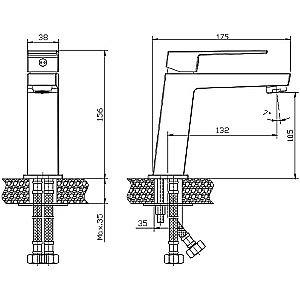 Смеситель для раковины Rush Thira TR3635-12Black купить в интернет-магазине сантехники Sanbest