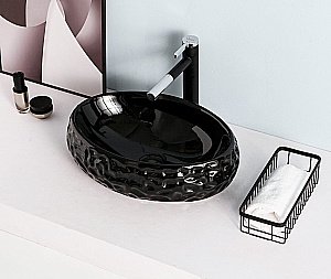 Раковина накладная Gid Lago 48 9030bf 52232 черная купить в интернет-магазине Sanbest