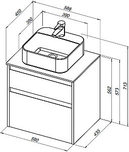Тумба с раковиной Aquanet Nova Lite 242577 60 дуб рошелье для ванной в интернет-магазине Sanbest