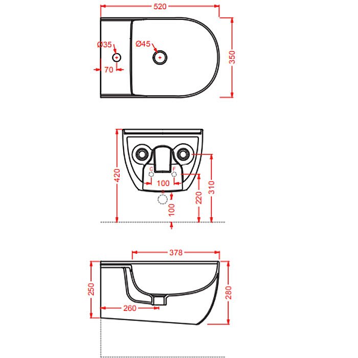 Биде подвесное Artceram The One THB001 Arancio Cammeo купить в интернет-магазине Sanbest