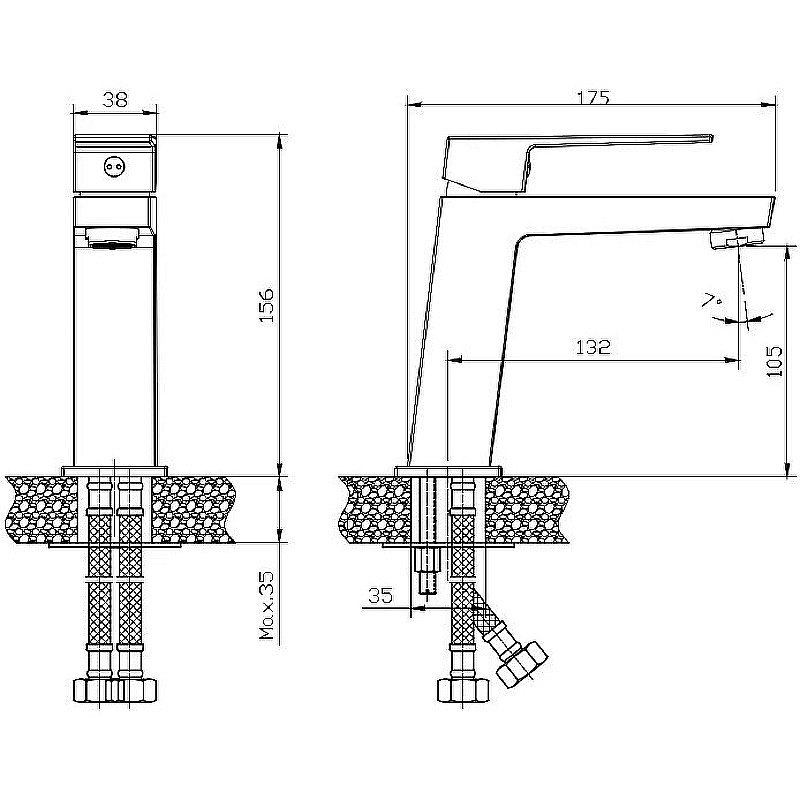Смеситель для раковины Rush Thira TR3635-12Black купить в интернет-магазине сантехники Sanbest