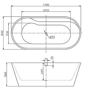 Ванна BelBagno BB14 178х84 белая купить в интернет-магазине Sanbest