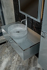 Консоль с раковиной и столешницей Armadi Art LUCIDO 100 серебро для ванной в интернет-магазине сантехники Sanbest