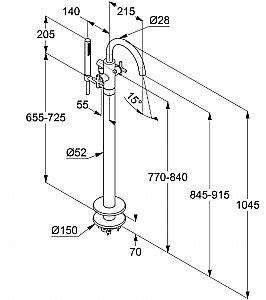Смеситель для ванны Kludi Nova Fonte 205900520 хром купить в интернет-магазине сантехники Sanbest