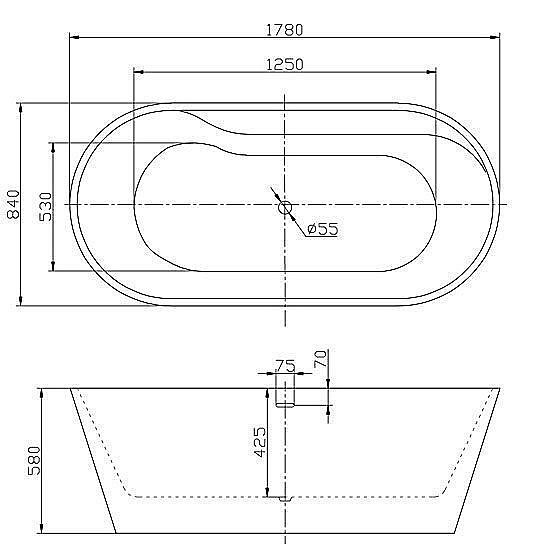 Ванна BelBagno BB14 178х84 белая купить в интернет-магазине Sanbest