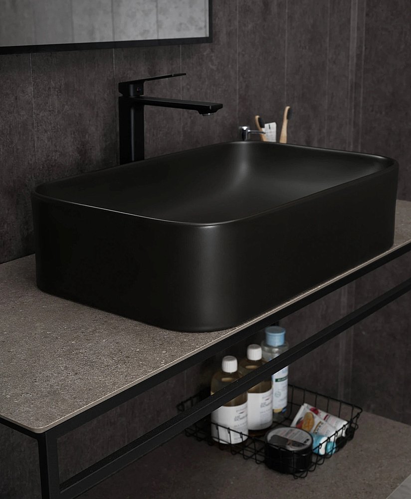 Раковина накладная Gid Geometrico 61 Bm9599 53366 черная матовая купить в интернет-магазине Sanbest