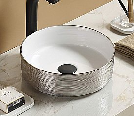 Раковина накладная Ceramalux NC 36,5 C1054 серая, белая купить в интернет-магазине Sanbest