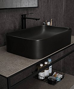 Раковина накладная Gid Geometrico 61 Bm9599 53366 черная матовая купить в интернет-магазине Sanbest