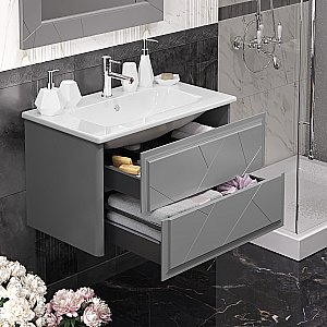 Тумба с раковиной Опадирис ЛУИДЖИ 00-00006180 80 серая матовая для ванной в интернет-магазине Sanbest