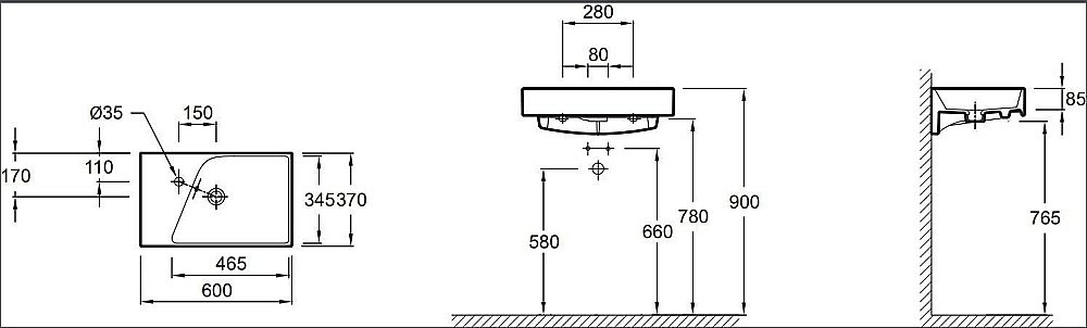 Раковина Jacob Delafon RYTHMIC 60 EXR112-00 белая купить в интернет-магазине Sanbest