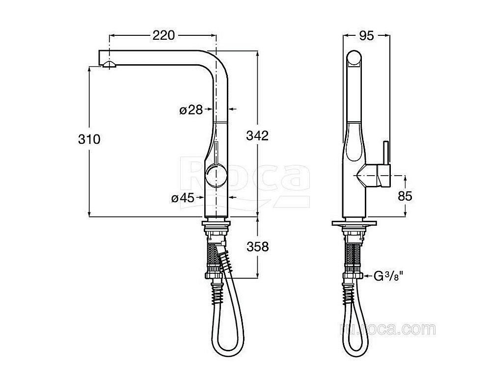 Смеситель для кухни Roca Glera 5A834DC00 купить в интернет-магазине сантехники Sanbest