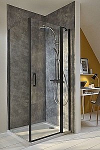 Душевой уголок Jacob Delafon CONTRA E22T81-BL+E22FT90-BL 80x90 стекло прозрачное/профиль черный матовый купить в интернет-магазине Sanbest